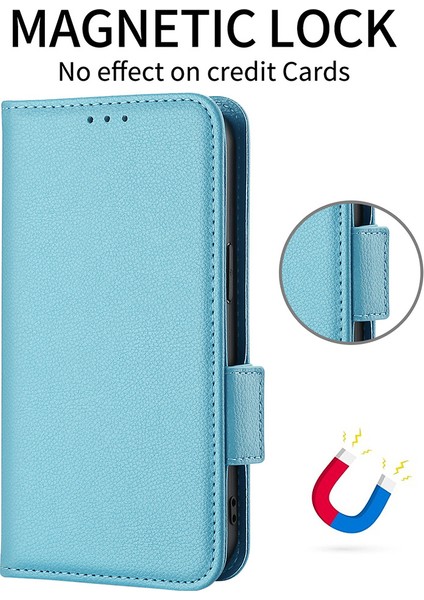 Xiaomi Redmi Için Note 12 Pro 5g /not 12 Pro Hız 5g /poco X5 Pro 5g Litchi Doku Pu Deri Deri Flip Telefon Kılıf Standı Manyetik Kapatma Şok Geçirmez Cüzdan Kapağı Strap-Baby Mavi (Yurt Dışından)