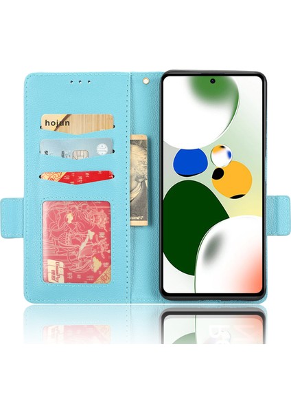 Xiaomi Redmi Için Note 12 Pro 5g /not 12 Pro Hız 5g /poco X5 Pro 5g Litchi Doku Pu Deri Deri Flip Telefon Kılıf Standı Manyetik Kapatma Şok Geçirmez Cüzdan Kapağı Strap-Baby Mavi (Yurt Dışından)