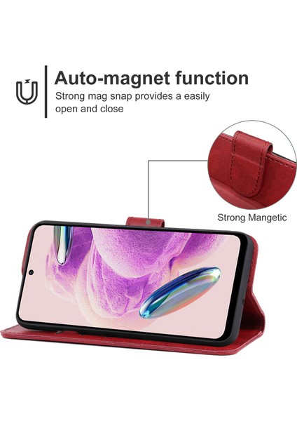 Xiaomi Için Redmi Note 12S 4g Cüzdan Stand Telefon Deri Kılıf Buzağı Dokusu Telefon Kapağı Kayış Kırmızısı (Yurt Dışından) fiyatları