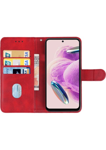 Xiaomi Için Redmi Note 12S 4g Cüzdan Stand Telefon Deri Kılıf Buzağı Dokusu Telefon Kapağı Kayış Kırmızısı (Yurt Dışından) modelleri