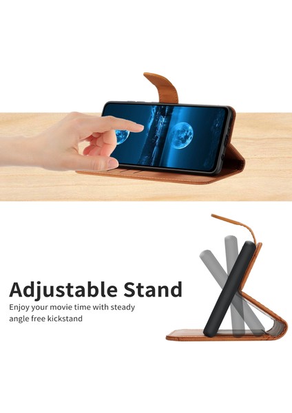 HT05 Pu Deri Kapak Xiaomi Poco F5 Pro 5g/redmi K60 5G/K60 Pro 5g, Baskılı Çizgi Stand Flip Cüzdan Telefon Kahverengi (Yurt Dışından)