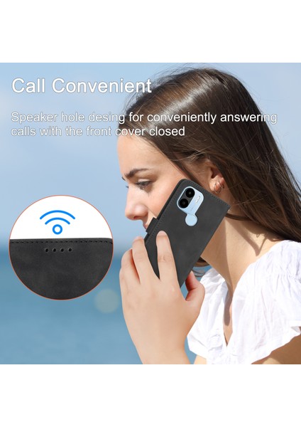 Dierfeng Df-03 Xiaomi Redmi A1+ 4g/a2+ 4g/poco C50 4g Deri Telefon Kılıf Hatları Cüzdan Stand-Black ile Baskılı Telefon Kapağı (Yurt Dışından) indirimleri