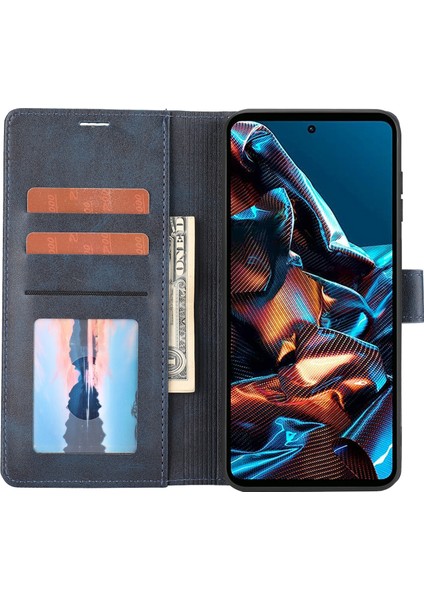 Xiaomi Redmi Için Note 12 Pro 5g/note 12 Pro Speed ​​5g/poco X5 Pro 5g Yatay Hat Stand Cüzdan Deri Kapak Mavisi (Yurt Dışından)