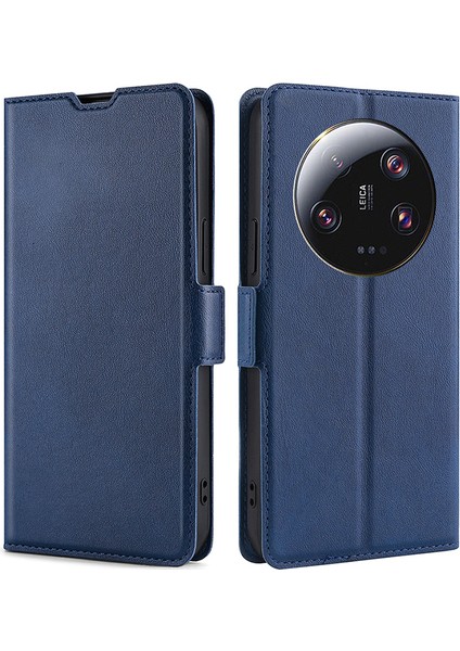 Xiaomi 13 Ultra Pu Deri Flip Koruyucu Kapak Kartı Tutucu Stand Telefon Kılıfı Mavisi (Yurt Dışından)