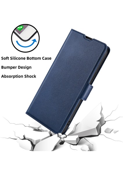 Xiaomi 13 Ultra Pu Deri Flip Koruyucu Kapak Kartı Tutucu Stand Telefon Kılıfı Mavisi (Yurt Dışından)