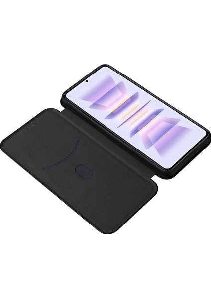 Xiaomi Poco F5 Pro 5g/redmi K60 Pro 5G/K60 5g Kart Pu Deri Manyetik Obsored Stand Karbon Fiber Doku Telefon Kapak Black Için Telefon Kılıfı (Yurt Dışından)