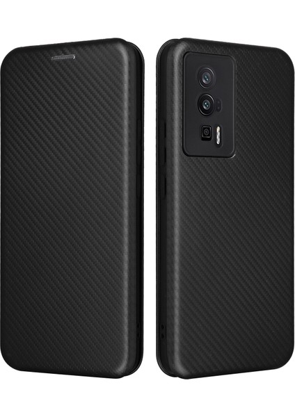 Xiaomi Poco F5 Pro 5g/redmi K60 Pro 5G/K60 5g Kart Pu Deri Manyetik Obsored Stand Karbon Fiber Doku Telefon Kapak Black Için Telefon Kılıfı (Yurt Dışından) fiyatları