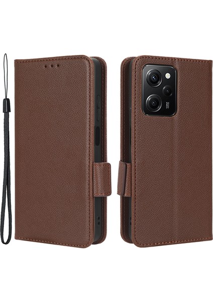 Xiaomi Redmi Için Note 12 Pro 5g /note 12 Pro Speed ​​5g /poco X5 Pro 5g Litchi Doku Pu Deri Deri Flip Telefon Kılıf Standı Manyetik Kapatma Şok Geçirmez Cüzdan Kapağı Kayış-Kahverengi (Yurt Dışından)