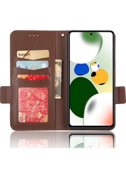 Xiaomi Redmi Için Note 12 Pro 5g /note 12 Pro Speed ​​5g /poco X5 Pro 5g Litchi Doku Pu Deri Deri Flip Telefon Kılıf Standı Manyetik Kapatma Şok Geçirmez Cüzdan Kapağı Kayış-Kahverengi (Yurt Dışından)