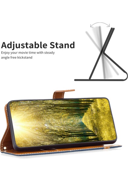 Xiaomi Redmi Için Flip Deri Kılıf Not 12 5g (Global)/(Hindistan)/(Çin)/poco X5 5g Cüzdan Telefon Kılıf Kot Ceza Doku Koruyucu Stand Kapak Navy Mavi (Yurt Dışından)