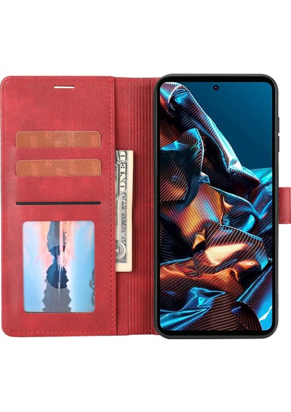 Xiaomi Redmi Için Note 12 Pro 5g/note 12 Pro Speed ​​5g/poco X5 Pro 5g Yatay Hat Stand Cüzdan Deri Kapak-Kırmızı (Yurt Dışından) modelleri