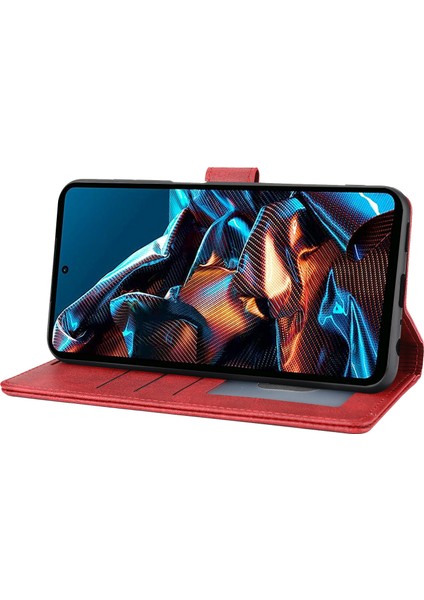 Xiaomi Redmi Için Note 12 Pro 5g/note 12 Pro Speed ​​5g/poco X5 Pro 5g Yatay Hat Stand Cüzdan Deri Kapak-Kırmızı (Yurt Dışından) fırsatları