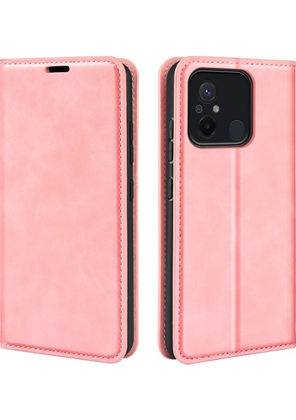 Xiaomi Redmi Için 12C 4g Manyetik Cep Telefonu Kapak Stand Standı Cüzdan Cilt Dostu Anti-Fall Deri Anti Deri Telefon Vaka-Pembe (Yurt Dışından) fiyatları