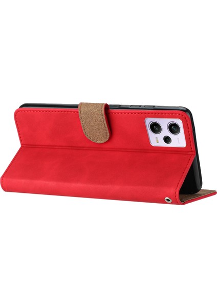 Xiaomi Redmi Için Note 12 Pro 5g/redmi Note 12 Pro Speed ​​5g/poco X5 Pro 5g Telefon Kılıfı Deri Cüzdan Stand Kapağı Baskılı Kelebek Desen Kırmızısı (Yurt Dışından)