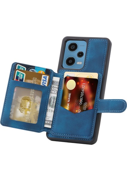 Xiaomi Redmi Için Rfıd Engelleme Telefon Kılıfı Not 12 Pro 5g/not 12 Pro Speed ​​5g/poco X5 Pro 5g, Deri Kaplamalı Tpu Cüzdan Kickstand Cover-Blue (Yurt Dışından)