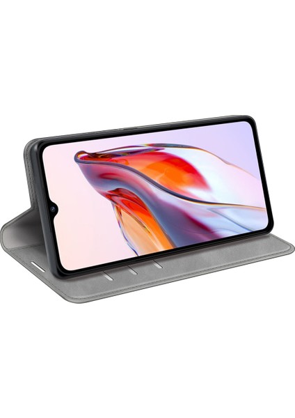 Xiaomi Redmi Için 12C 4g Manyetik Cep Telefonu Kapak Stand Standı Cüzdan Cilt Dostu Anti-Fall Deri Telefon Kılıf Grey (Yurt Dışından) modelleri