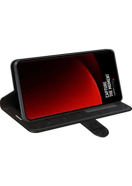 Xiaomi Için 13 Ultra Folio Flip Pu Deri Telefon Kapağı Çılgın At Doku Cüzdan Stand Kılıf Black (Yurt Dışından)