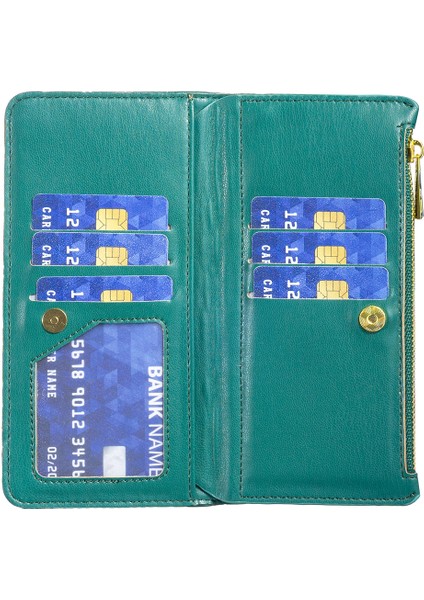 Xiaomi Redmi Için Flip Deri Kılıf Not 12 5g (Global)/(Hindistan)/(Çin)/poco X5 5g Cüzdan Kılıfı Zipper Cep Telefon Kapağı Kayış-Yeşil ile (Yurt Dışından)