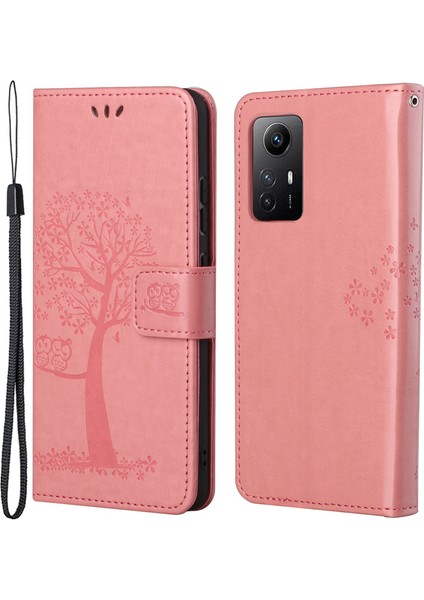 Xiaomi Redmi Için Not 12S 4g Baykuş Ağacı Baskılı Cüzdan Telefon Kılıfı Pu Deri Stand Kapak Pembe (Yurt Dışından)