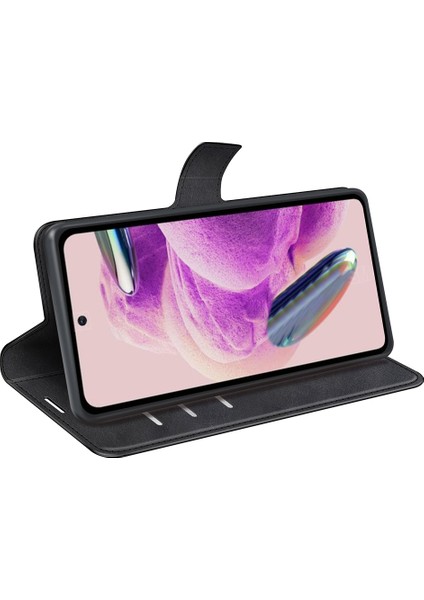 Xiaomi Redmi Için Not 12S 4g Cüzdan Stand Pu Deri Telefon Kapağı Buzağı Dokusu Cep Telefonu Kılıf Black (Yurt Dışından)