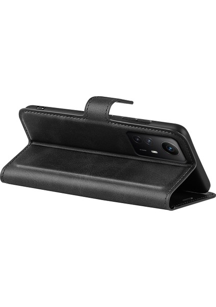 Xiaomi Redmi Için Not 12S 4g Cüzdan Stand Pu Deri Telefon Kapağı Buzağı Dokusu Cep Telefonu Kılıf Black (Yurt Dışından)