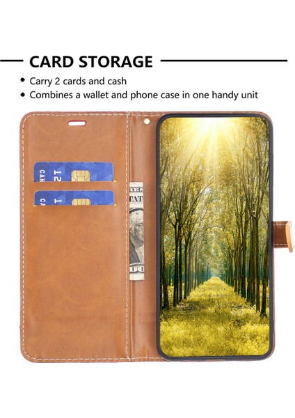 Xiaomi Için 13 Lite/civi 2 5g Kot Boya Bez Ekleme Pu Deri Cüzdan Kapağı Kapak Önleme Karşıtı Flip Standı Telefon Kasa-Kırmızısı (Yurt Dışından)