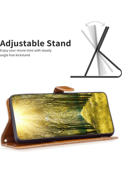 Xiaomi Için 13 Lite/civi 2 5g Kot Boya Bez Ekleme Pu Deri Cüzdan Kapağı Kapak Önleme Karşıtı Flip Standı Telefon Vaka-Kahverengi (Yurt Dışından)