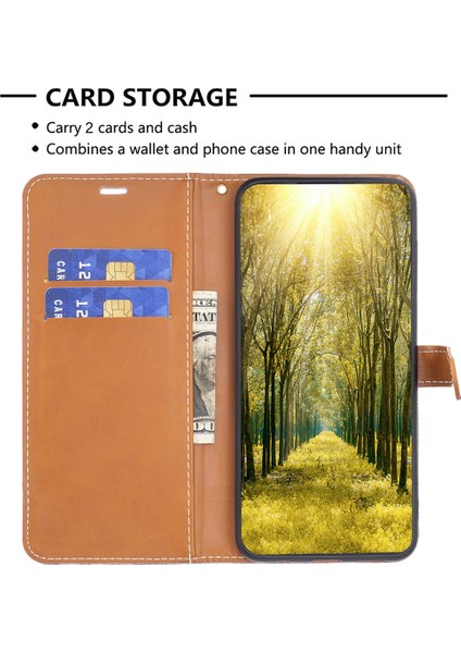 Xiaomi Için 13 Lite/civi 2 5g Kot Boya Bez Ekleme Pu Deri Cüzdan Kapağı Kapak Önleme Karşıtı Flip Standı Telefon Vaka-Kahverengi (Yurt Dışından)