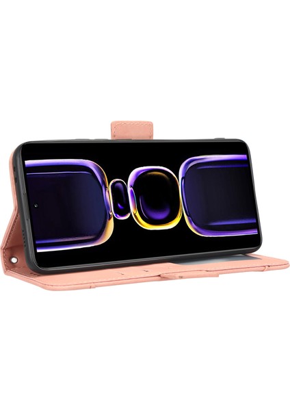 Xiaomi Poco F5 Pro 5g/redmi K60 Pro 5G/K60 5G/K60 Şampiyon Edition Pu Pu Deri Çok Kart Yuvaları Stand Telefon Vaka-Pembe (Yurt Dışından) fırsatları