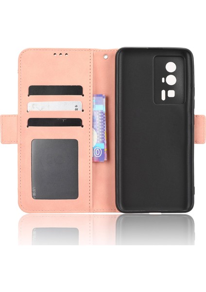 Xiaomi Poco F5 Pro 5g/redmi K60 Pro 5G/K60 5G/K60 Şampiyon Edition Pu Pu Deri Çok Kart Yuvaları Stand Telefon Vaka-Pembe (Yurt Dışından) indirimleri