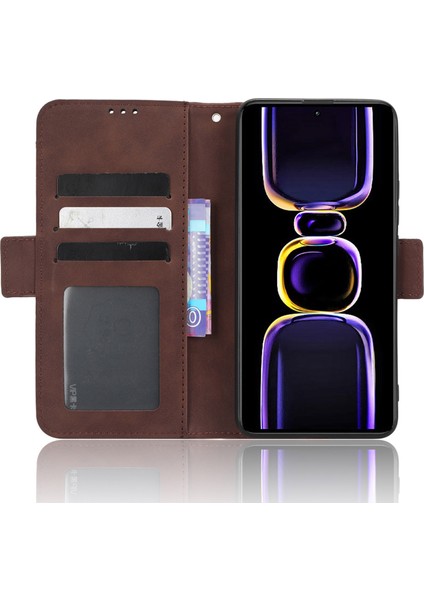 Xiaomi Için Telefon Cüzdan Kapağı Poco F5 Pro 5g/redmi K60 Pro 5G/K60 5G/K60 Şampiyon Edition Pu Pu Deri Çoklu Kart Yuvaları Stand Telefon Vaka-Brown (Yurt Dışından) modelleri