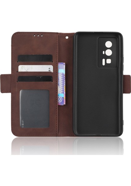 Xiaomi Için Telefon Cüzdan Kapağı Poco F5 Pro 5g/redmi K60 Pro 5G/K60 5G/K60 Şampiyon Edition Pu Pu Deri Çoklu Kart Yuvaları Stand Telefon Vaka-Brown (Yurt Dışından) indirimleri