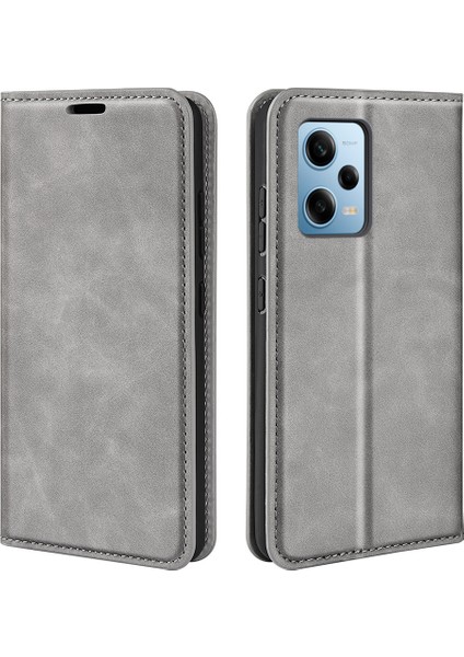 Xiaomi Redmi Için Note 12 Pro 5g/note 12 Pro Speed ​​5g/poco X5 Pro 5g Cilt Touch Pu Deri Deri Stand Telefon Kapağı Cüzdan Case-Grey (Yurt Dışından)
