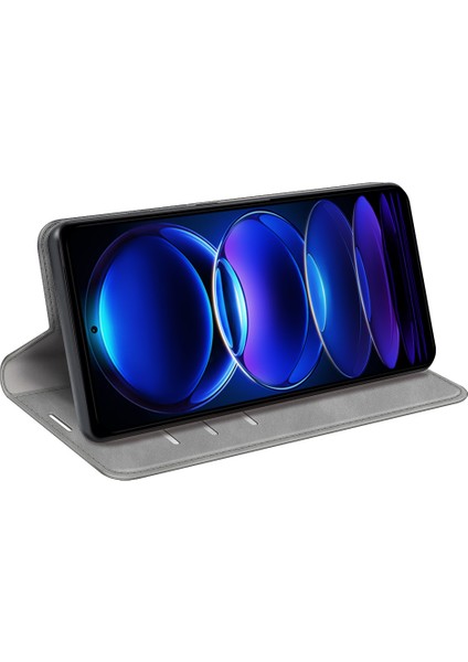 Xiaomi Redmi Için Note 12 Pro 5g/note 12 Pro Speed ​​5g/poco X5 Pro 5g Cilt Touch Pu Deri Deri Stand Telefon Kapağı Cüzdan Case-Grey (Yurt Dışından)
