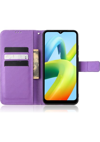 Xiaomi Için Redmi A1+ 4g/poco C50 4g/a2+ 4g Elmas Doku Pu Deri Stand Manyetik Toka Kasa Cüzdan Telefon Kapak-Etki (Yurt Dışından)