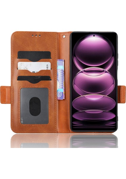 Xiaomi Redmi Için Anti-Çizgi Telefon Kapağı Not 12 Pro 5g/note 12 Pro Hız 5g/poco X5 Pro 5g, Şok Geçirmez Pu Deri Basılı Üçgen Desen Desen Flip Telefon Kılıfı Stand Cüzdan-Brown (Yurt Dışından) modelleri