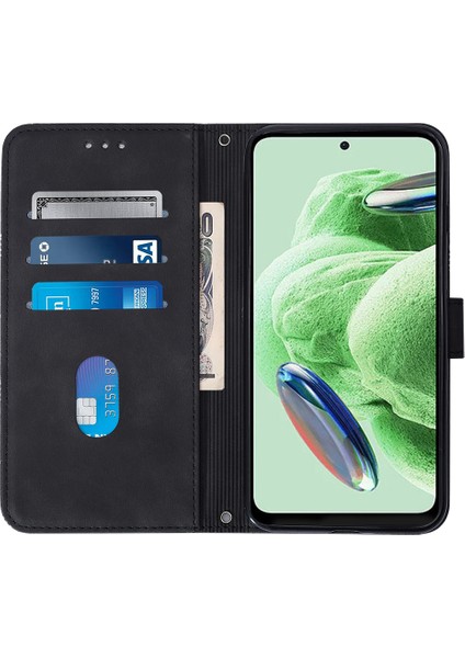Xiaomi Redmi Için Note 12 5g (Çin)/(Global)/poco X5 5g Strap-Black ile Baskılı Deri Cüzdan Kılıfı Stand (Yurt Dışından)