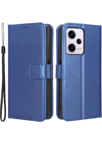 Xiaomi Redmi Için Cep Telefonu Kapağı Not 12 Pro 5g/not 12 Pro Speed ​​5g/poco X5 Pro 5g Cüzdan Stand Manyetik Kapatma Elmas Doku Pu Deri Shock Anti-Chock Cep Telefonu Kılıf Mavisi (Yurt Dışından)