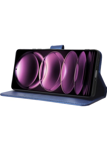 Xiaomi Redmi Için Cep Telefonu Kapağı Not 12 Pro 5g/not 12 Pro Speed ​​5g/poco X5 Pro 5g Cüzdan Stand Manyetik Kapatma Elmas Doku Pu Deri Shock Anti-Chock Cep Telefonu Kılıf Mavisi (Yurt Dışından)