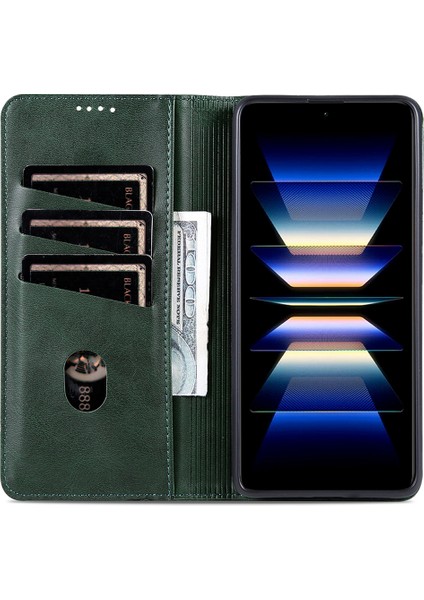 Xiaomi Poco F5 Pro 5g/redmi K60 Pro 5G/K60 5g Deri Telefon Kılıfı Stand Telefon Cüzdan Kapak Yeşili (Yurt Dışından)