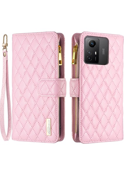 Xiaomi Için Redmi Note 12S 4g Zipper Cep Deri Cüzdan Telefon Flip Case Stand Kapak Pembe (Yurt Dışından)