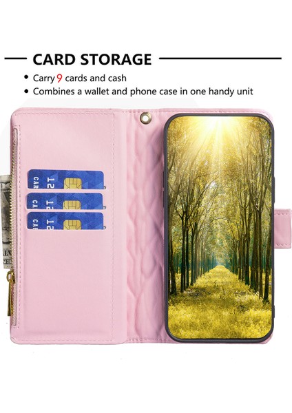 Xiaomi Için Redmi Note 12S 4g Zipper Cep Deri Cüzdan Telefon Flip Case Stand Kapak Pembe (Yurt Dışından)