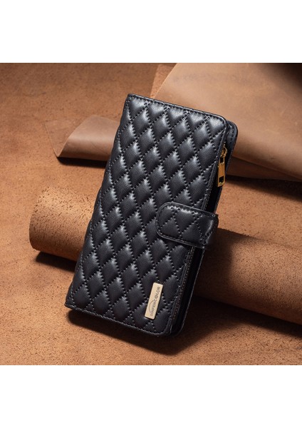 Xiaomi Redmi Için Not 12S 4g Zipper Cep Deri Cüzdan Telefon Flip Case Stand Black-Black (Yurt Dışından)