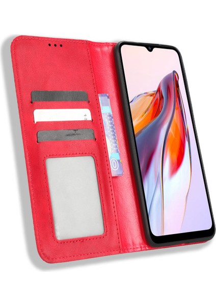 Xiaomi Redmi Için 12C 4G/11A 4g/poco C55 4g Fingerprint Retro Doku Telefon Kılıfı Deri Stand Cüzdan Telefon Koruyucu-Kırmızı (Yurt Dışından) fırsatları