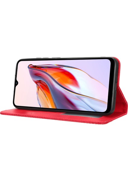 Xiaomi Redmi Için 12C 4G/11A 4g/poco C55 4g Fingerprint Retro Doku Telefon Kılıfı Deri Stand Cüzdan Telefon Koruyucu-Kırmızı (Yurt Dışından) indirimleri