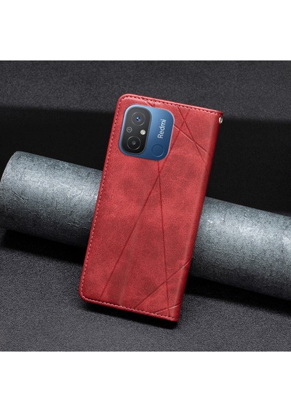 Xiaomi Redmi Için Telefon Kılıfı 12C 4g Flip Deri Kılıf Kart Yuvaları Cep Telefonu Stand Kapak-Kırmızı (Yurt Dışından) indirimleri