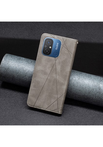 Xiaomi Redmi Için Telefon Kılıfı 12C 4g Flip Deri Kılıf Kart Yuvaları Cep Telefonu Stand Kapak-Grey (Yurt Dışından) indirimleri