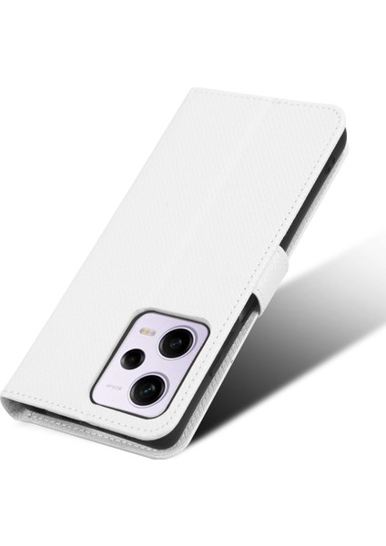 Xiaomi Redmi Için Cep Telefonu Kapağı Not 12 Pro 5g/not 12 Pro Speed ​​5g/poco X5 Pro 5g Cüzdan Stand Manyetik Kapatma Elmas Doku Pu Deri Shock Anti-Shock Anti-Cep Telefonu Beyaz (Yurt Dışından)