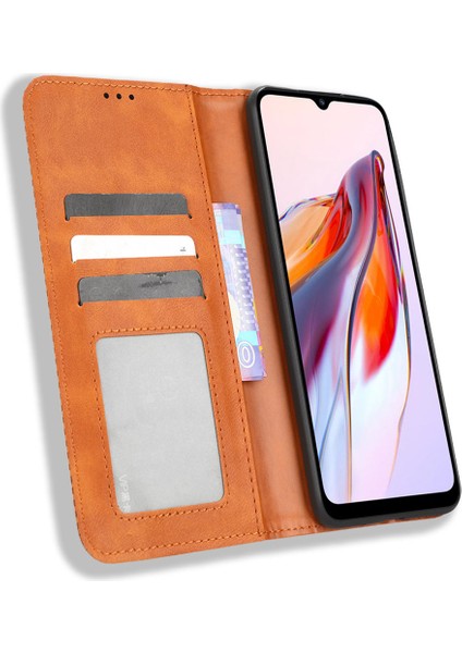 Xiaomi Redmi Için 12C 4G/11A 4g/poco C55 4g Fingerprint Retro Doku Telefon Kılıfı Deri Stand Cüzdan Telefon Koruyucu-Kahverengi (Yurt Dışından) fırsatları