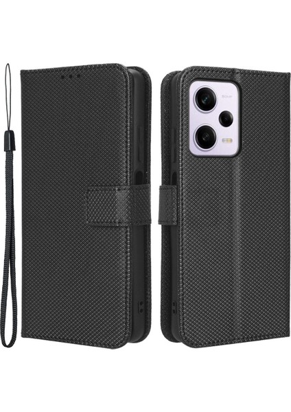 Xiaomi Redmi Için Cep Telefonu Kapağı Not 12 Pro 5g/not 12 Pro Hız 5g/poco X5 Pro 5g Cüzdan Stand Manyetik Kapanma Elmas Doku Pu Deri Shock Anti-Chock Cep Telefon Kılıf (Yurt Dışından)